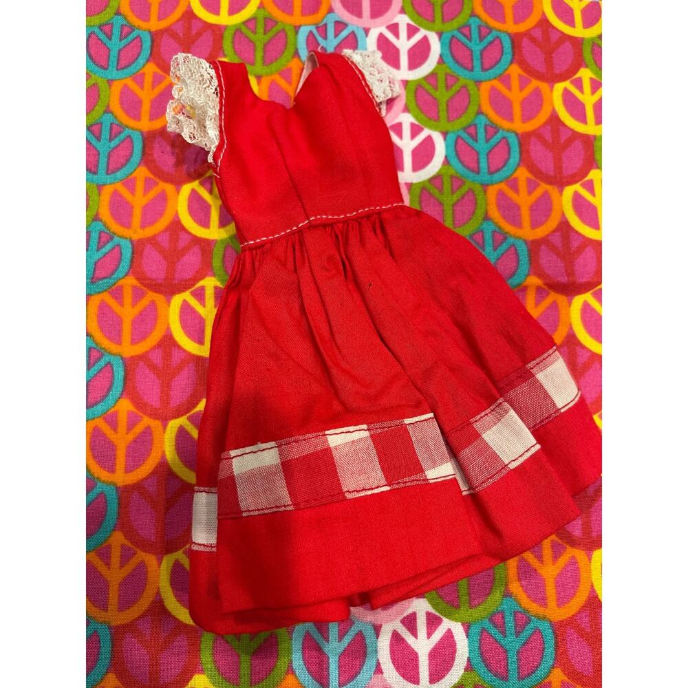 1960s Red White Dress Should fit Tammy doll by Ideal Toys Handmade As Shown